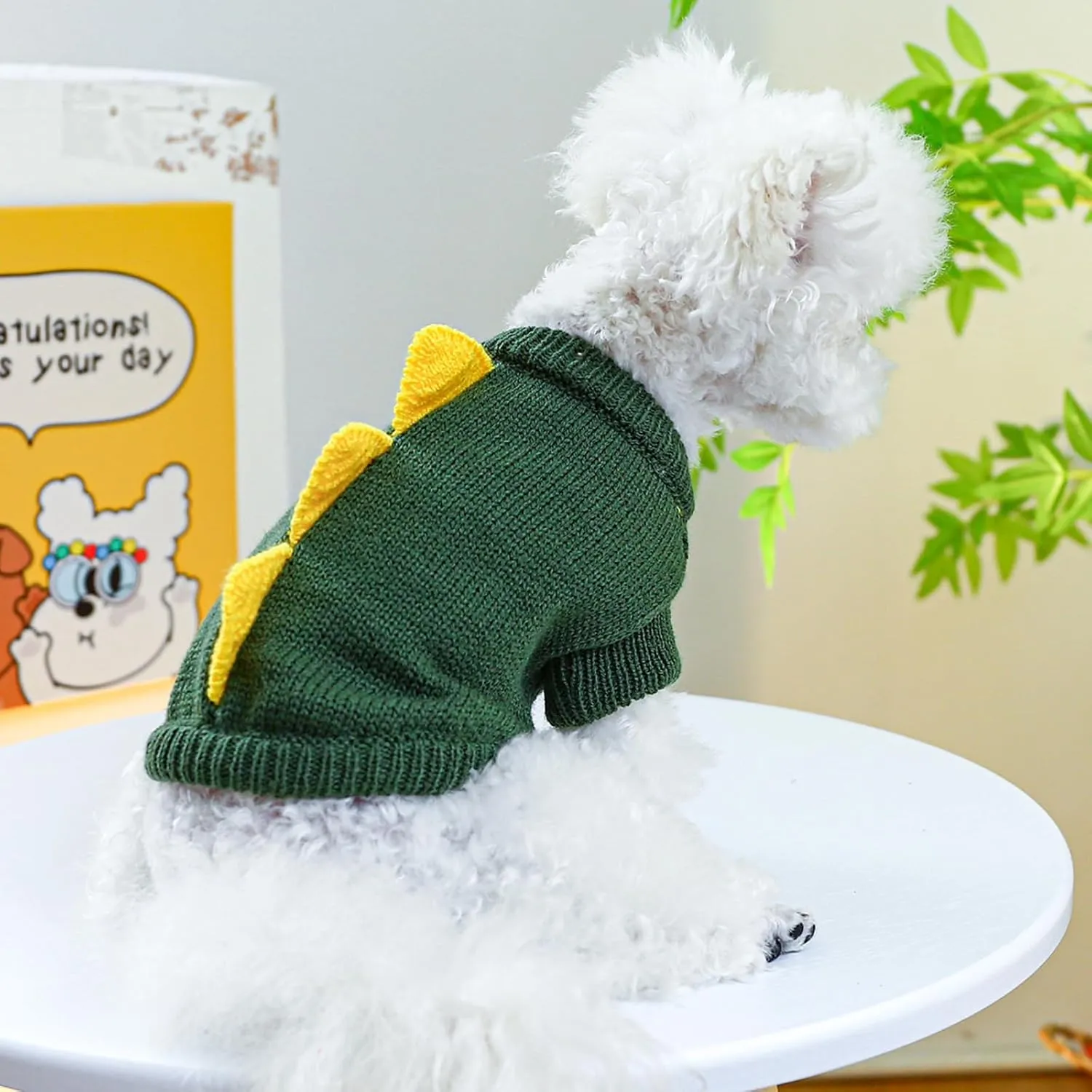 Small Dog Sweaters Cute Dinosaur Pullover Sweater Winter Comfortable Soft Clothes for Small Dogs Boy Girl Cat Cold Weather Warm Knitwear Sweatshirt Christmas Pet Puppy Kitten Shirts