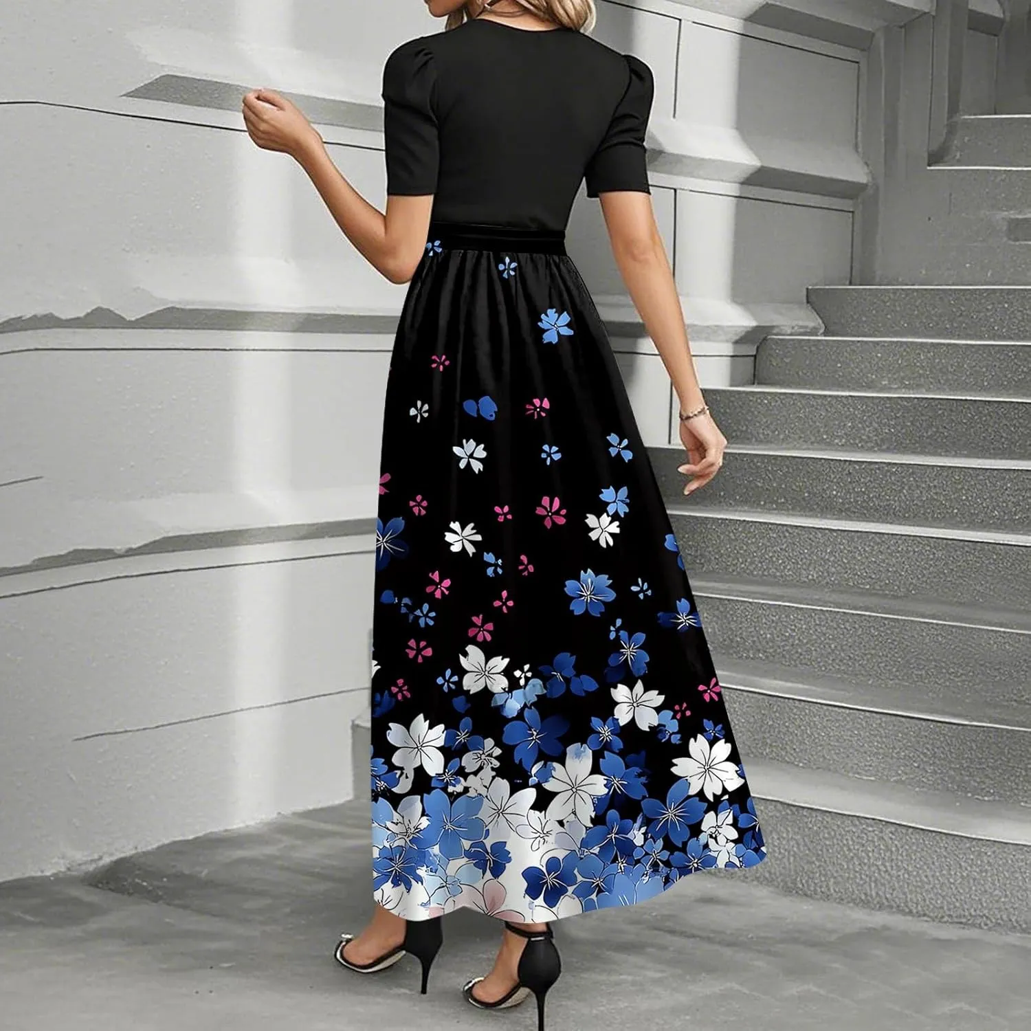 Summer Beach Vacation Clothes Spring Dresses for Women 2025 Short Sleeve Trendy Wedding Guest Maxi Dresses