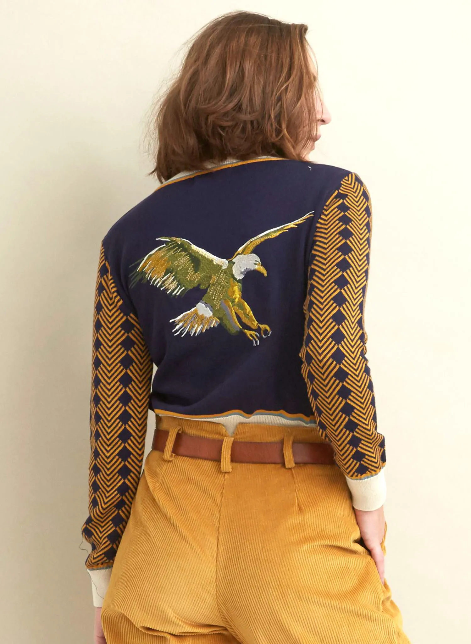 Vera Embroidered Cardigan - Navy Flying Eagle