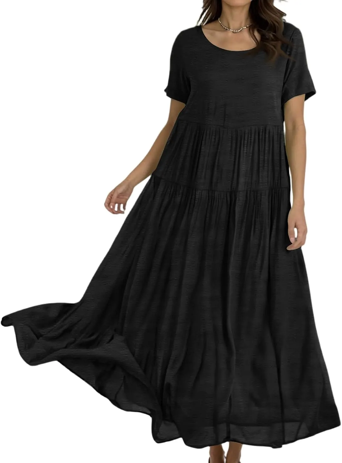 Women Casual Plus Size Loose Bohemian Floral Maternity Dress Short Sleeve Long Boho Maxi Spring Dress