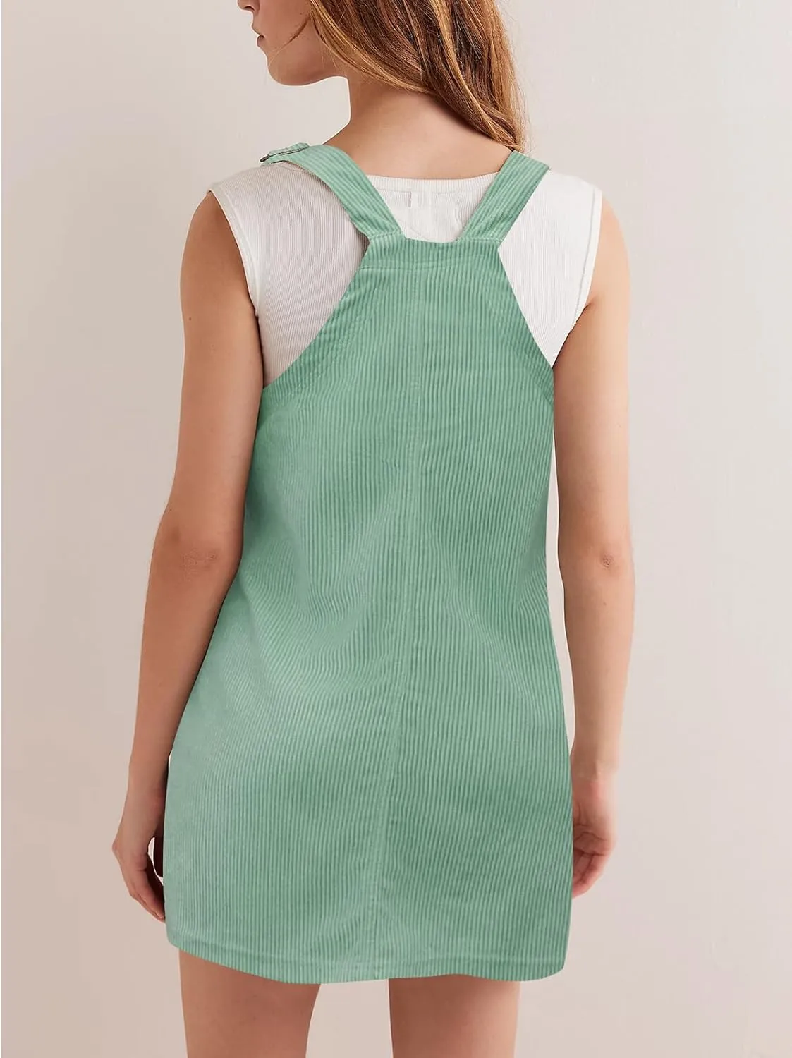 Women's Corduroy Overall Dress Adjustable Strap Jumper Mini Dresses with Pockets Summer Fashion Overalls 2025
