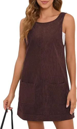 Women's Overall Dress A Line Jumper Mini Dresses with Pockets