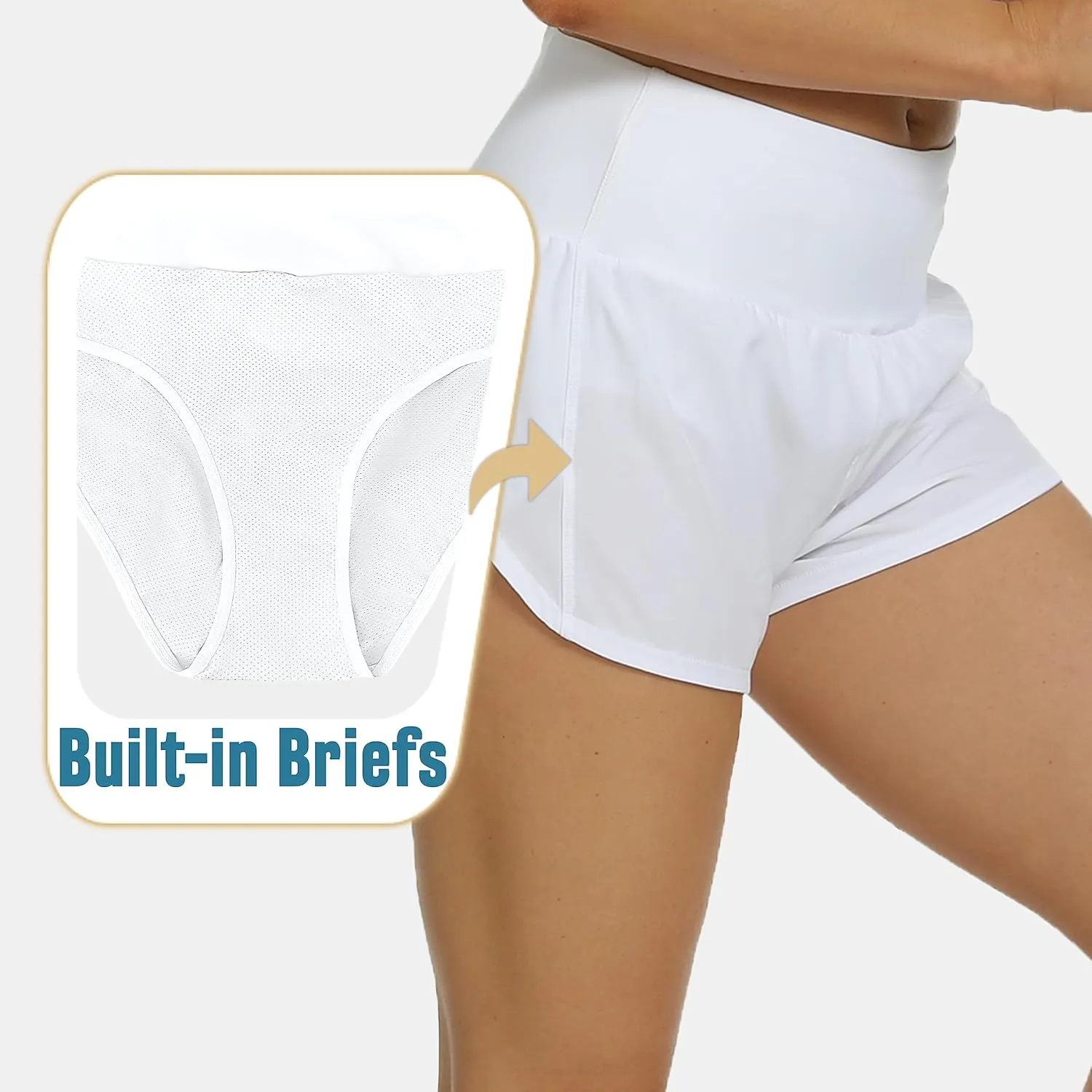 Women's Running Shorts Elastic High Waisted Quick Dry Sporty Workout Shorts Lightweight Athletic Yoga Shorts Liner