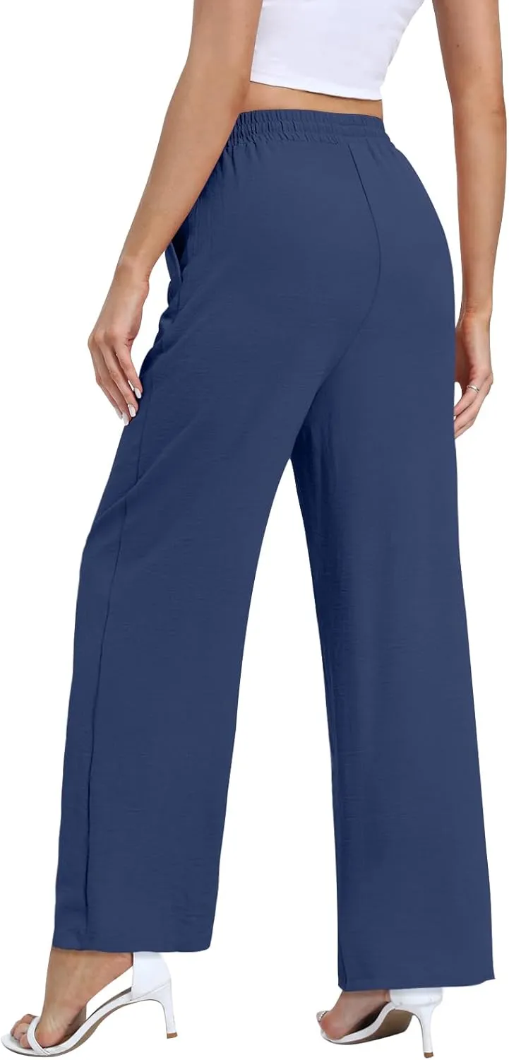 Yicro Womens High Waisted Wide Leg Pants with Pockets Casual Loose Palazzo Trousers