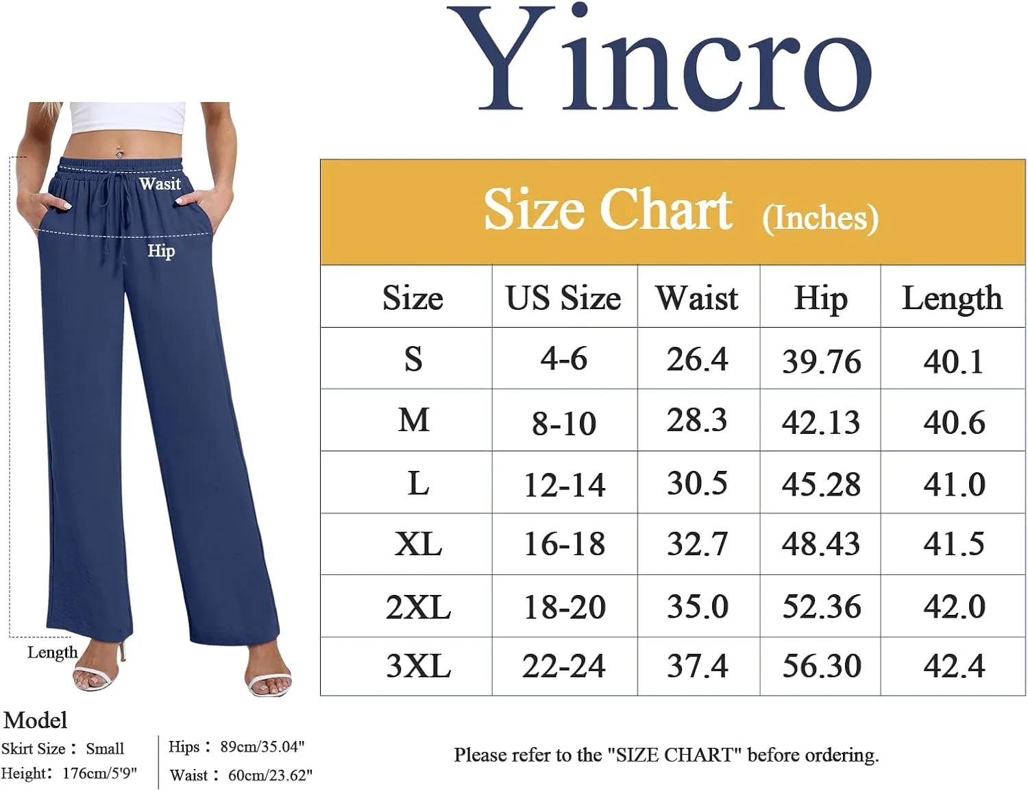 Yicro Womens High Waisted Wide Leg Pants with Pockets Casual Loose Palazzo Trousers