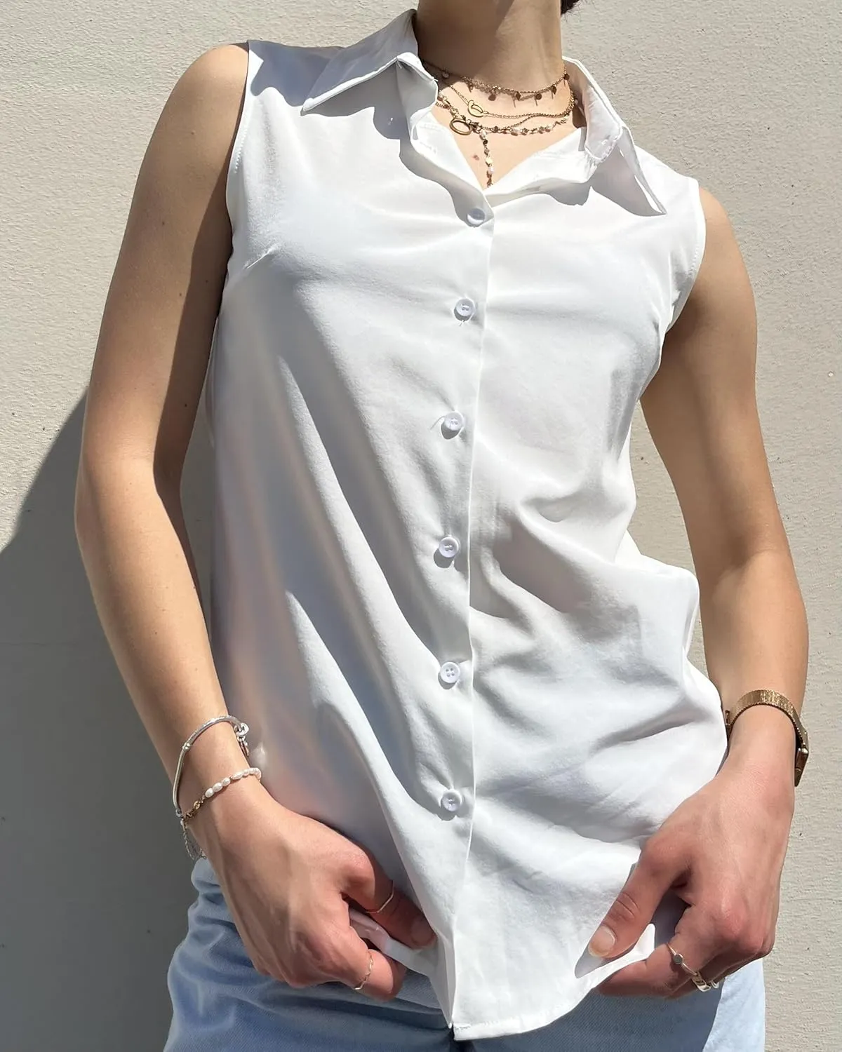 Zeagoo Sleeveless Blouses for Women Summer Casual Button Down Shirts Flower Tank Tops Fashion