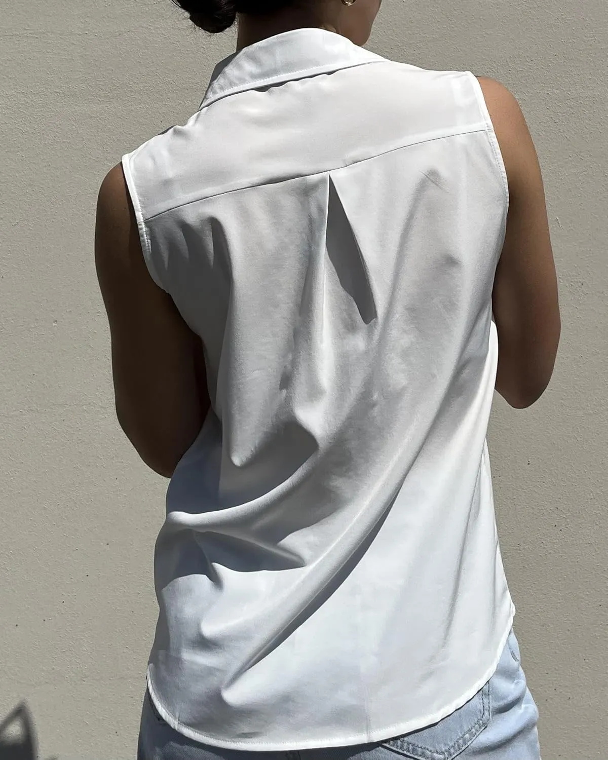 Zeagoo Sleeveless Blouses for Women Summer Casual Button Down Shirts Flower Tank Tops Fashion